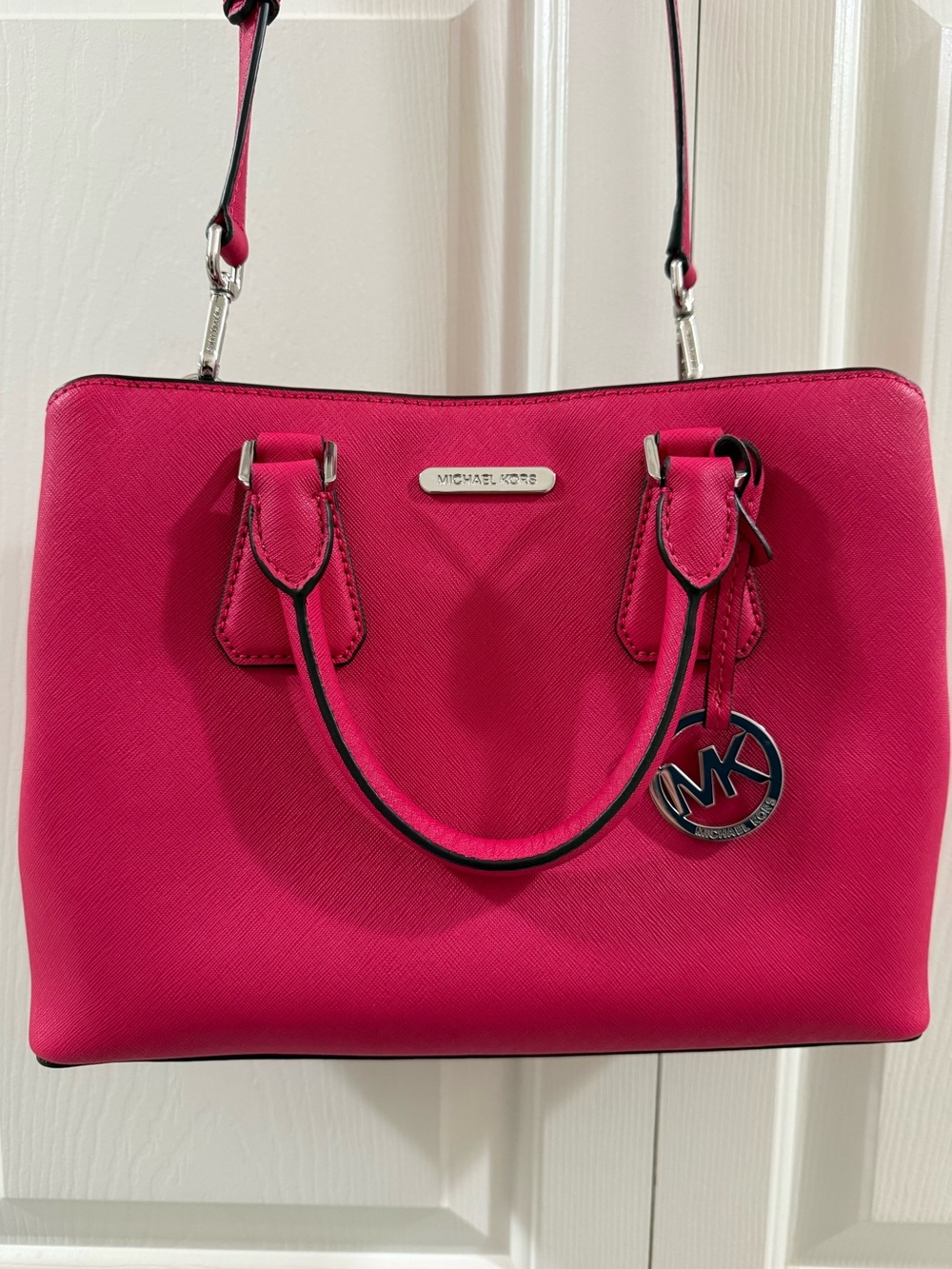 Michael Kors Camille Medium Satchel Ultra Pink Saffiano Leather NWT